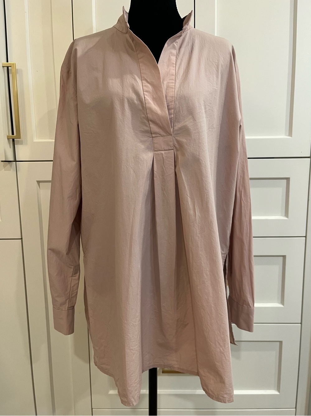 Eileen Fisher Washed Organic Poplin Stand Collar Top Colour Opal
